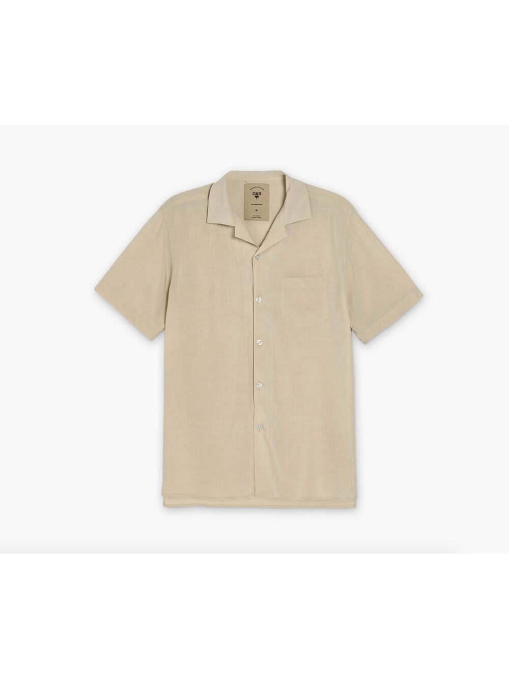 OAS Company Plain Shirt Sand Size M Viscose Resort Shirt